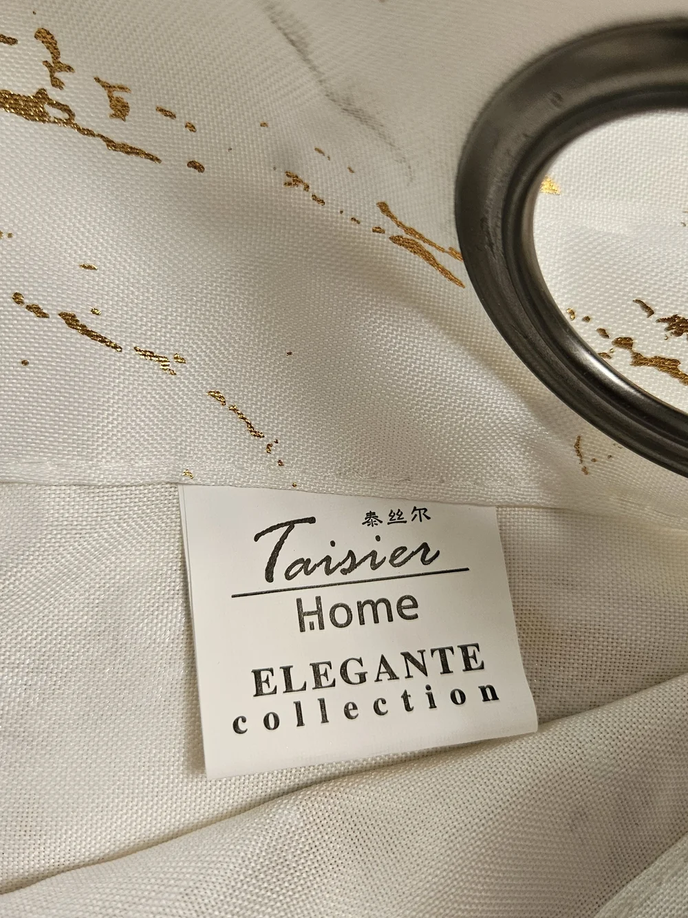 Taisier Home Gold Marble Foil Print Window Curtains Pair 52x63